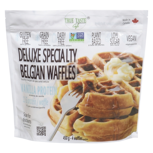 True Taste Cafe - Gluten & Grain Free Belgian Waffles - Plant Protein 500g, 1 Each