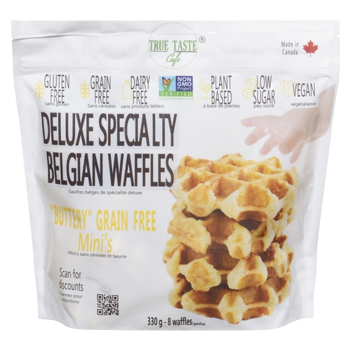 True Taste Cafe - Gluten & Grain Free Belgian Mini Waffles - Buttery 330g, 1 Each