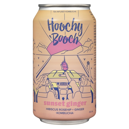 Hoochy 'Booch - Tea Infused Kombucha - Sunset Ginger 355ml, 1 Each