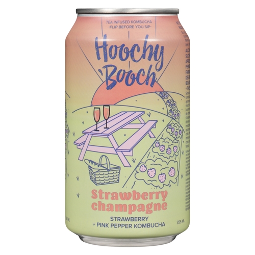 Hoochy 'Booch - Tea Infused Kombucha - Strawberry Champagne 355ml, 1 Each