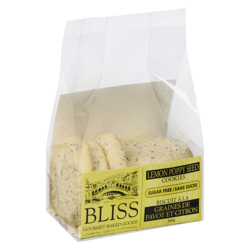 Bliss Gourmet Baked Goods - Sugar Free Lemon Poppy Seed Cookies 165g, 1 Each