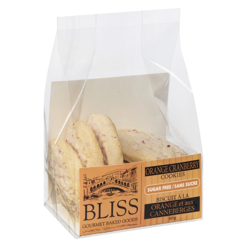 Bliss Gourmet Baked Goods - Sugar Free Orange Cranberry Cookies 165g, 1 Each