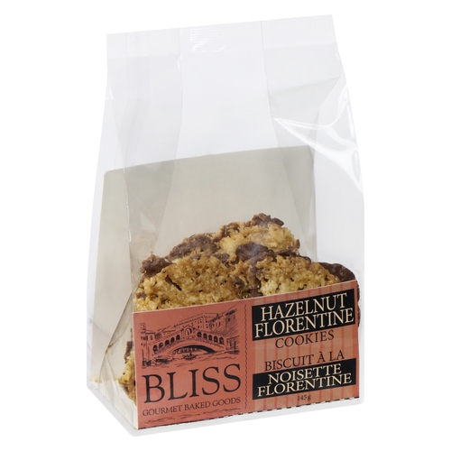 Bliss Gourmet Baked Goods - Hazelnut Florentine Cookies 145g, 1 Each