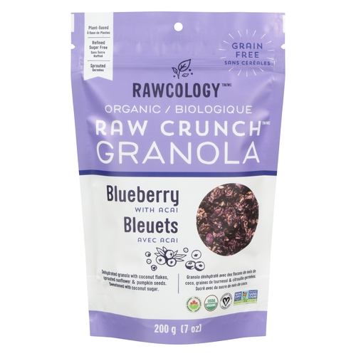 Rawcology - Organic Grain Free Granola - Blueberry with Acai 200g, 1 Each