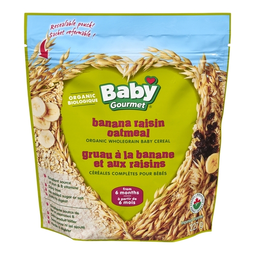 Baby Gourmet Organic Wholegrain Baby Cereal - Banana Raisin Oatmeal 227g, 1 Each