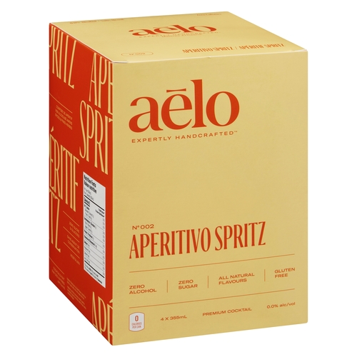 Aelo - Premium Cocktail - Aperitivo Spritz 0.0% alc/vol 4/355ml, 1 Each