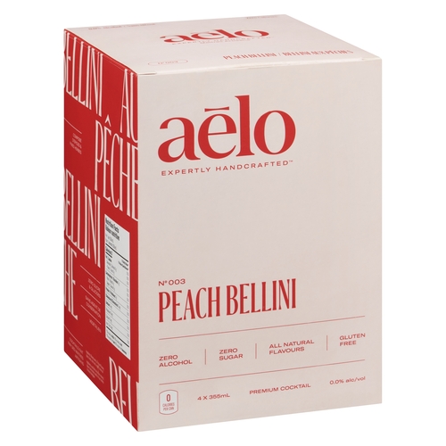 Aelo - Premium Cocktail - Peach Bellini 0.0% alc/vol 4/355ml, 1 Each