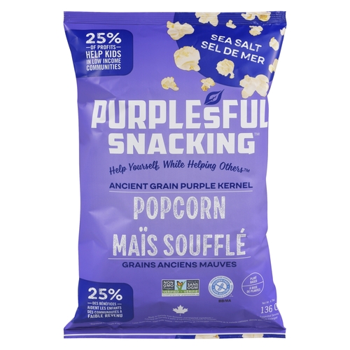 Purplesful Snacking - Ancient Grain Purple Kernel Popcorn - Sea Salt 136g, 1 Each