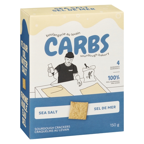 Carbs Sourdough Bakery - Sourdough Crackers - Sea Salt 150g, 1 Each