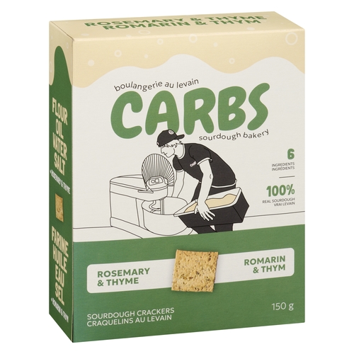 Carbs Sourdough Bakery - Sourdough Crackers - Rosemary & Thyme 150g, 1 Each
