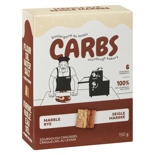 Carbs Sourdough Bakery - Sourdough Crackers - Marble Rye 150g, 1 Each