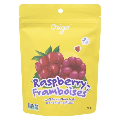 Origo - 100% Freeze Dried Fruit - Raspberry 20g, 1 Each