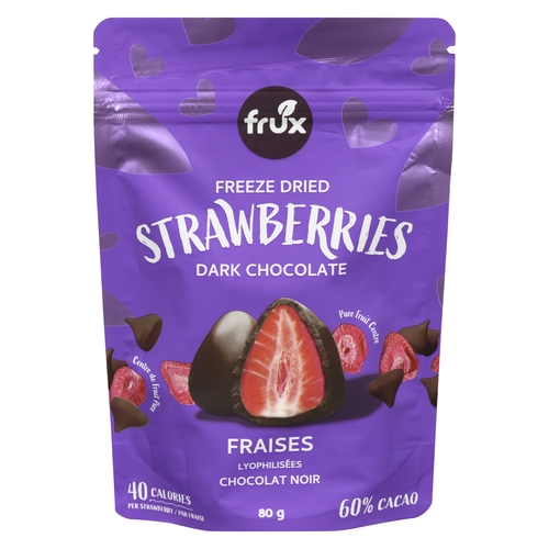 Frux Freeze Dried Strawberries - Dark Chocolate 80g, 1 Each