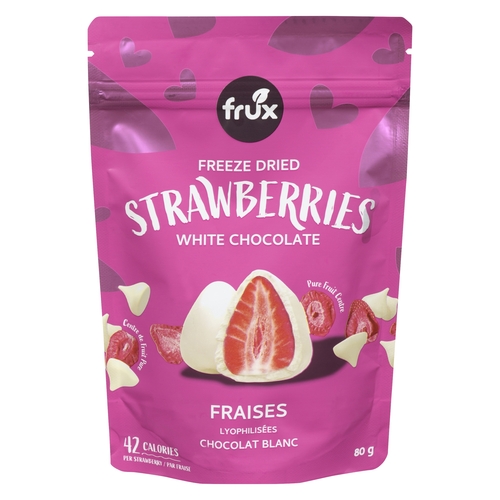 Frux Freeze Dried Strawberries - White Chocolate 80g, 1 Each