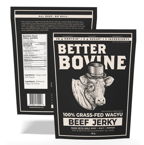 Better Bovine - 100% Grass-Fed Wagyu Beef Jerky 50g, 1 Each