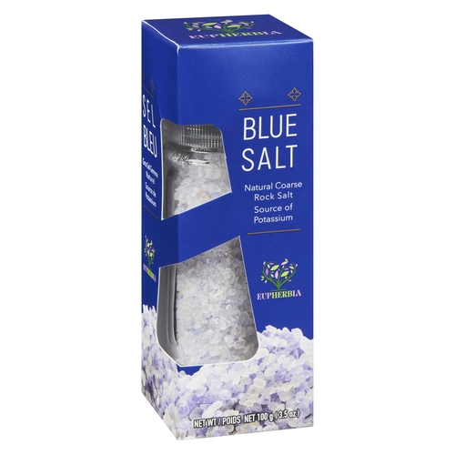 Eupherbia - Blue Salt Natural Coarse Rock Salt with Grinder 100g, 1 Each