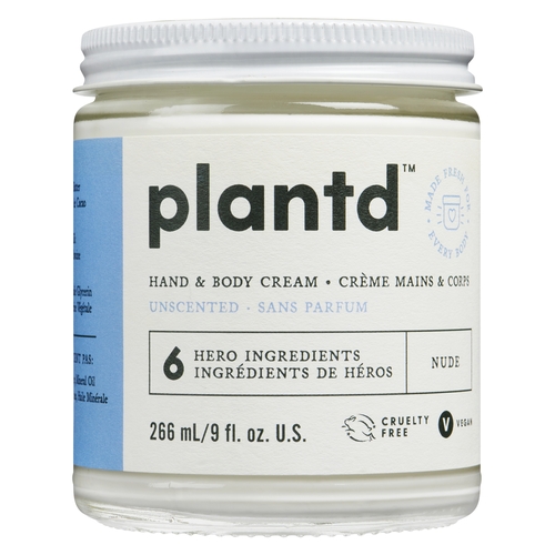 Plantd Skincare Hand & Body Cream - Unscented Nude 266ml, 1 Each