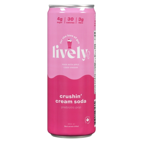 Lively Prebiotic Pop - Crushin' Cream Soda 355ml, 1 Each