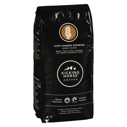 Kicking Horse Coffee - Organic Whole Bean Coffee - Cliff Hanger Espresso - Medium Roast 454g, 1 Each