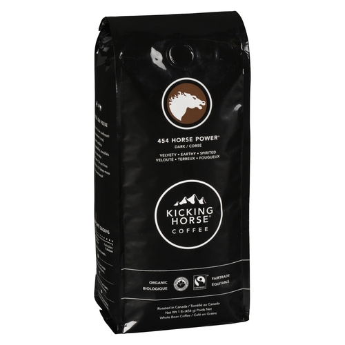 Kicking Horse Coffee - Organic Whole Bean Coffee - 454 Horse Power - Dark Roast 454g, 1 Each