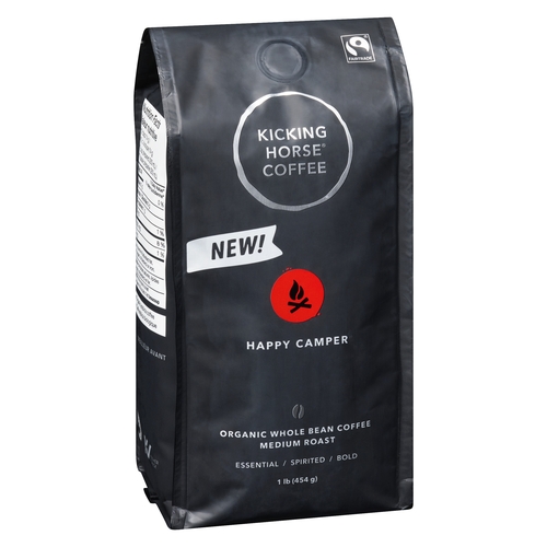 Kicking Horse Coffee - Organic Whole Bean Coffee - - Happy Camper - Medium Roast 454g, 1 Each