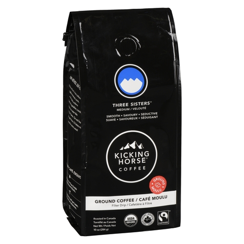 Kicking Horse Coffee - Organic Ground Coffee - Three Sisters - Medium Roast 284g, 1 Each