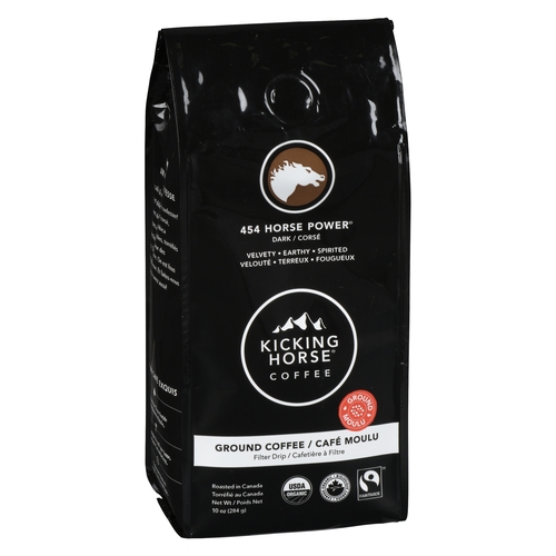 Kicking Horse Coffee - Organic Ground Coffee - 454 Horse Power - Dark Roast 284g, 1 Each