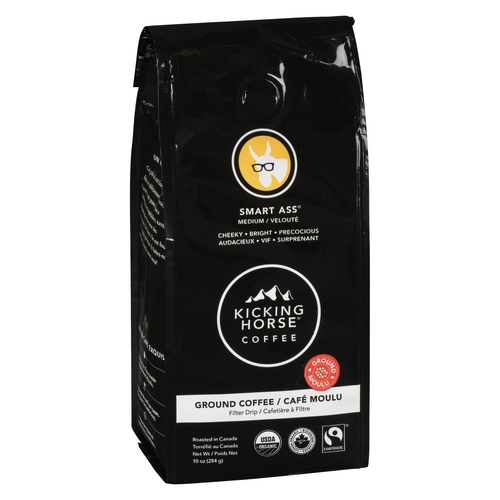 Kicking Horse Coffee - Organic Ground Coffee - Smart Ass - Medium Roast 284g, 1 Each