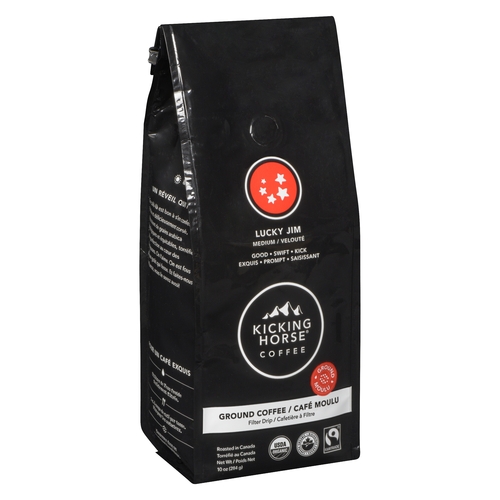 Kicking Horse Coffee - Organic Ground Coffee - Lucky Jim - Medium Roast 284g, 1 Each