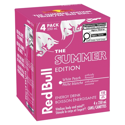 Red Bull Energy Drink - The Summer Edition - White Peach 4/250ml, 1 Each