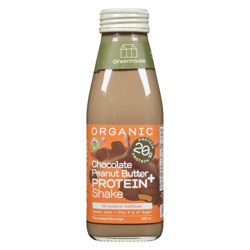 Greenhouse Organic Protein Shake Plant-Based Beverage - Chocolate Peanut Butter 300ml, 1 Each