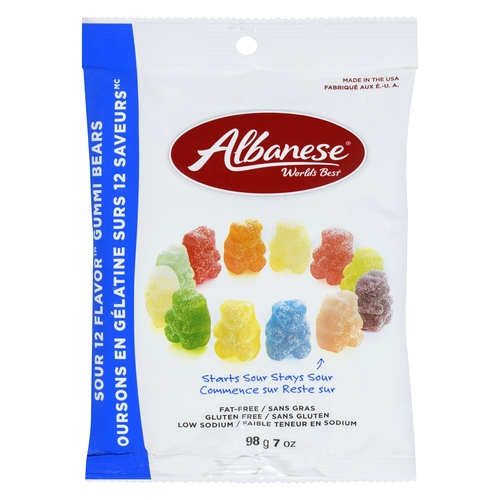 Albanese - Sour 12 Flavour Gummi Bears 198g, 1 Each