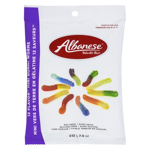 Albanese - 12 Flavour Mini Gummi Worms 212g, 1 Each