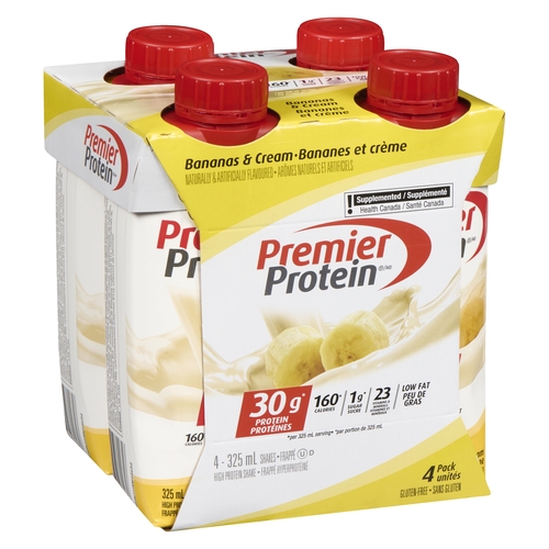 Premier Protein - High Protein Shakes - Bananas & Cream 4/325ml, 1 Each