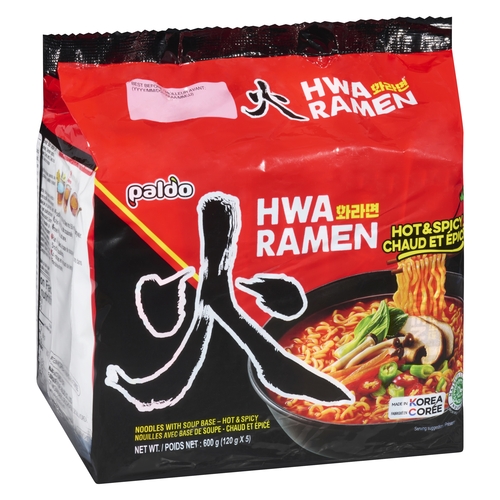 Paldo - Noodles with Soup Base Hwa Ramen - Hot & Spicy 5/120g, 1 Each