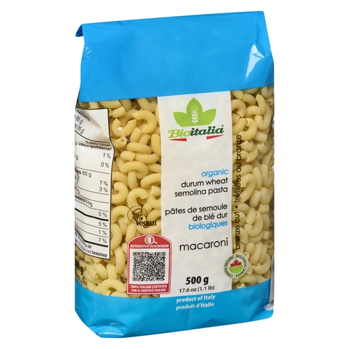 Bioitalia - Organic Durum Wheat Semolina Pasta - Macaroni 500g