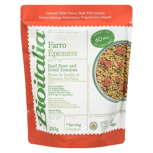 Bioitalia - Organic Farro with Basil Pesto and Dried Tomatoes 250g, 1 Each