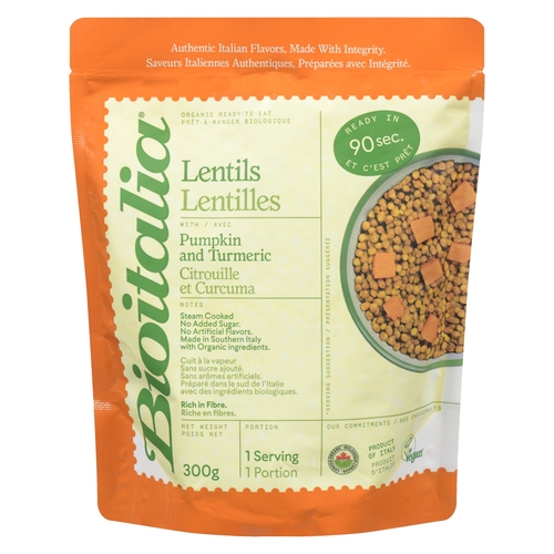 Bioitalia - Organic Lentils with Pumpkin and Turmeric 300g, 1 Each