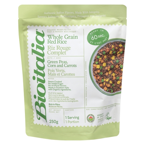 Bioitalia - Organic Whole Grain Red Rice with Green Peas, Corn and Carrots 250g, 1 Each