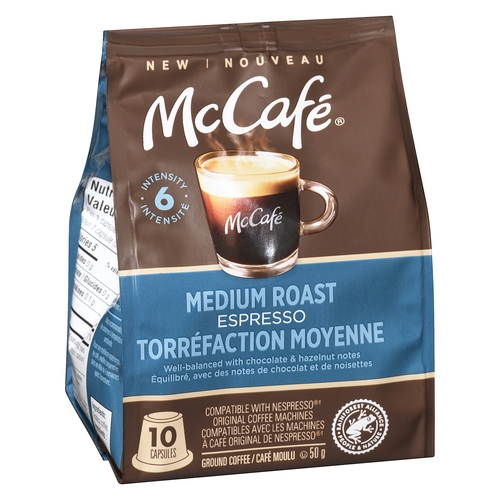 McCafe - Nespresso Medium Roast Ground Coffee Capsules 10pk, 1 Each