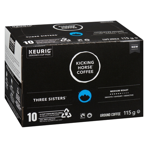 Kicking Horse Coffee - K-Cup Pods- Organic Ground Coffee - Three Sisters - Medium Roast 10pk, 1 Each