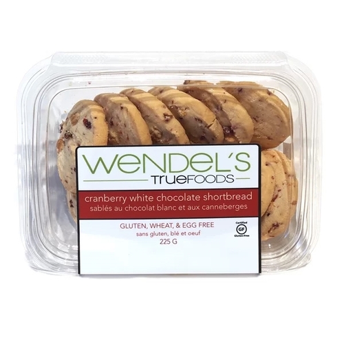 Wendel's True Foods - Cranberry White Chocolate Shortbread - Gluten, Wheat & Egg Free 225g, 1 Each