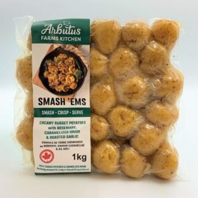 Arbutus Farms Kitchen - Smash 'ems Potatoes - Rosemary, Caramelized Onion & Roasted Garlic 1kg, 1 Each