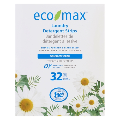 Eco Max Laundry Detergent Strips - Fragrance-Free 32s, 1 Each
