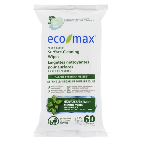 Eco Max - Surface Cleaning Wipes - Natural Spearmint 60s, 1 Each