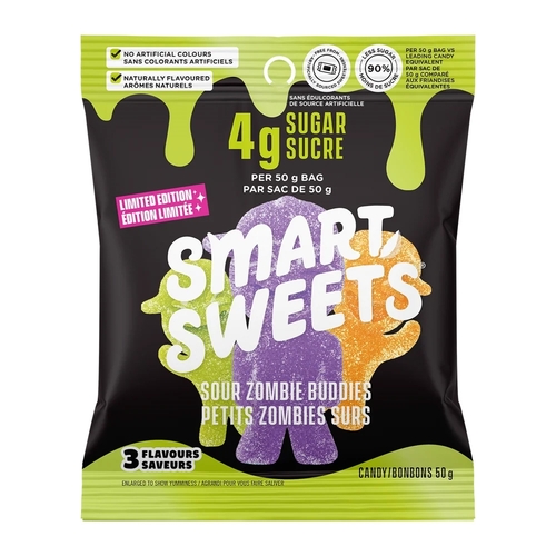 SmartSweets - Gummy Candy - Sour Zombie Buddies 50g, 1 Each