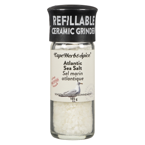 Cape Herb & Spice - Seasoning - Atlantic Sea Salt - Refillable Ceramic Grinder 105g, 1 Each