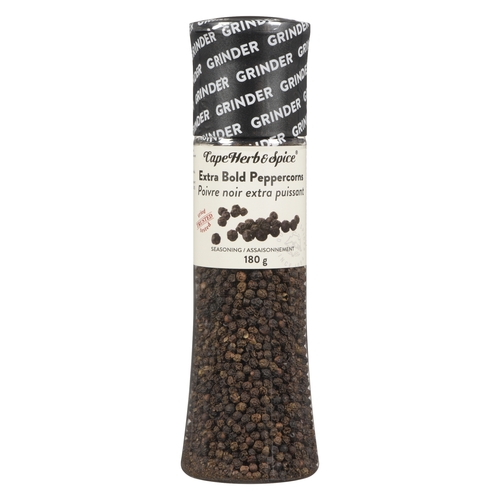 Cape Herb & Spice - Seasoning - Extra Bold Peppercorns - Grinder 180g, 1 Each