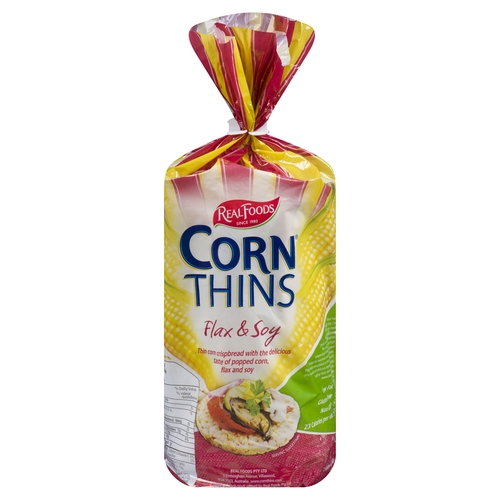 Real Foods - Corn Thins - Flax & Soy 150g, 1 Each