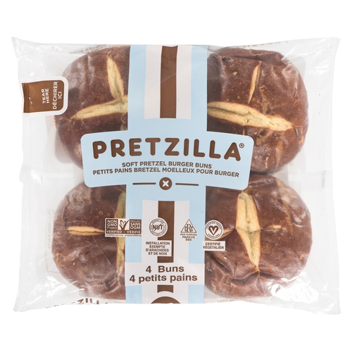 Pretzilla - Soft Pretzel Burger Buns 4's 362g, 1 Each